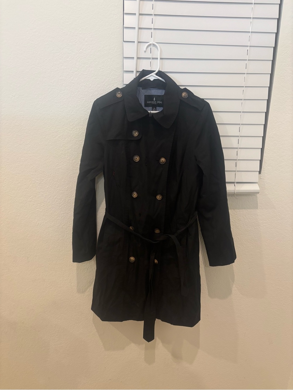 London Fog Women’s Black Belted Trench Coat Size M